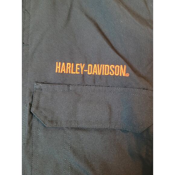 VTG Harley-Davidson Men’s Black Biker Shirt M Y2K Logo Vented Back Casual EUC - Picture 8 of 13
